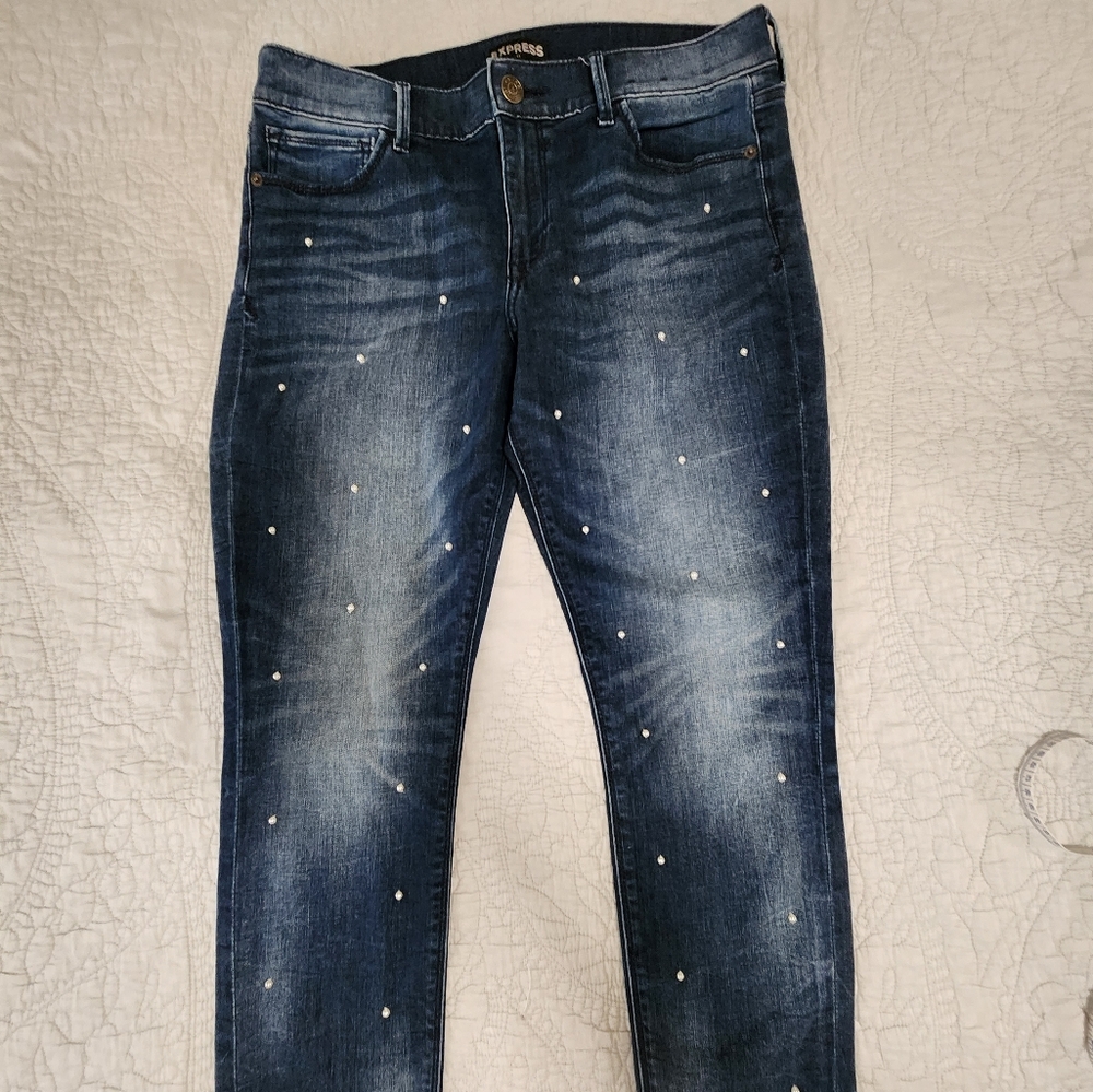 Express pearl embellished jeans